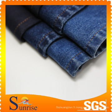 Couleur bleu et noir coton Slub Spandex tissu Denim